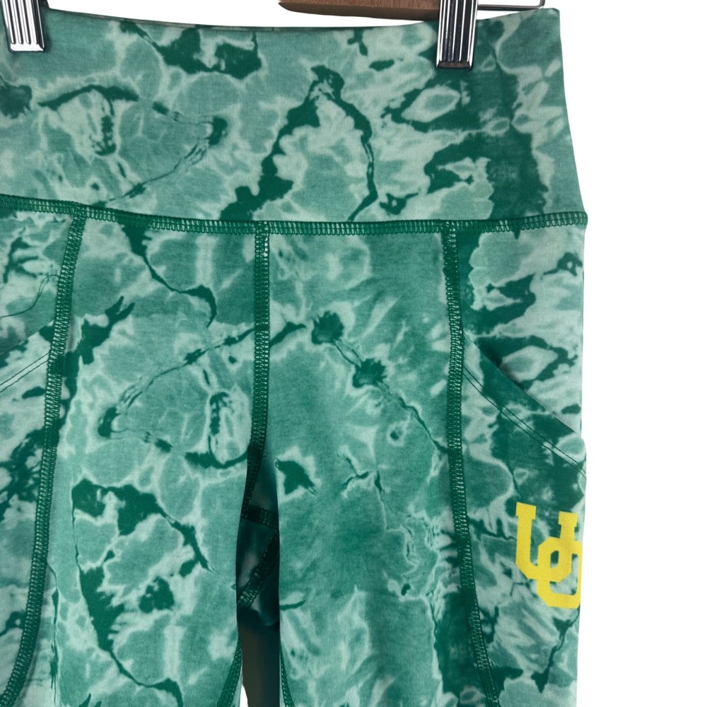 ZooZatz Leggings Women XS Green Tie Dye Oregon Ducks High Rise Side Pockets NEW